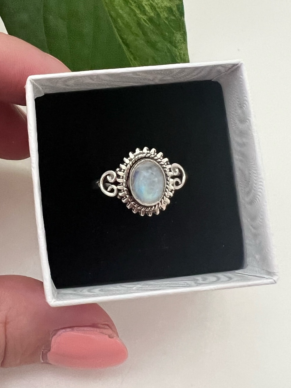 NEW Sterling Silver & Moonstone Bohemian Ring, Size 8